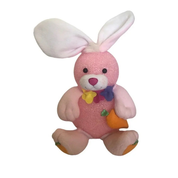 VINTAGE TRENDMASTERS 2000 Light-Up Melted Popcorn Pink Sitting Bunny/Rabbit - Picture 2 of 7